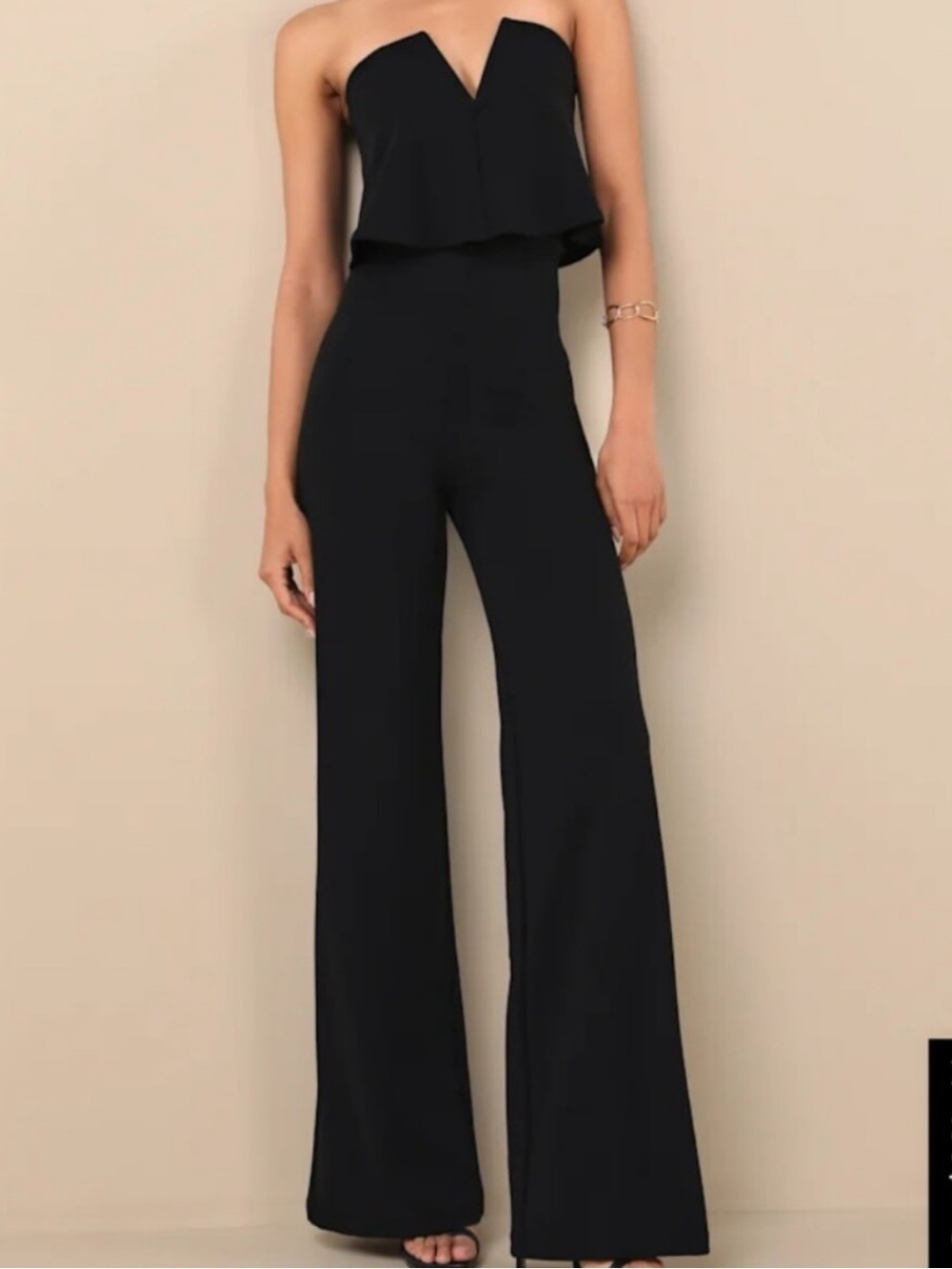 NWOT Fitted Wide-Leg Jumpsuit with V-Neck Bodice